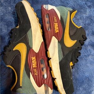 Nike Air Max Sneakers in Black, Yellow, and Burgundy